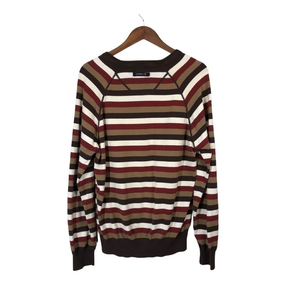 COTTONFIELD Vintage Brown Striped Dad Sweater XL - Picture 2 of 6